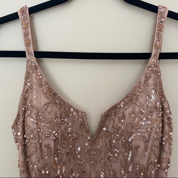 Brand new Aidan Mattox beaded V-NOTCH sleeveless long gown - Picture 9 of 17